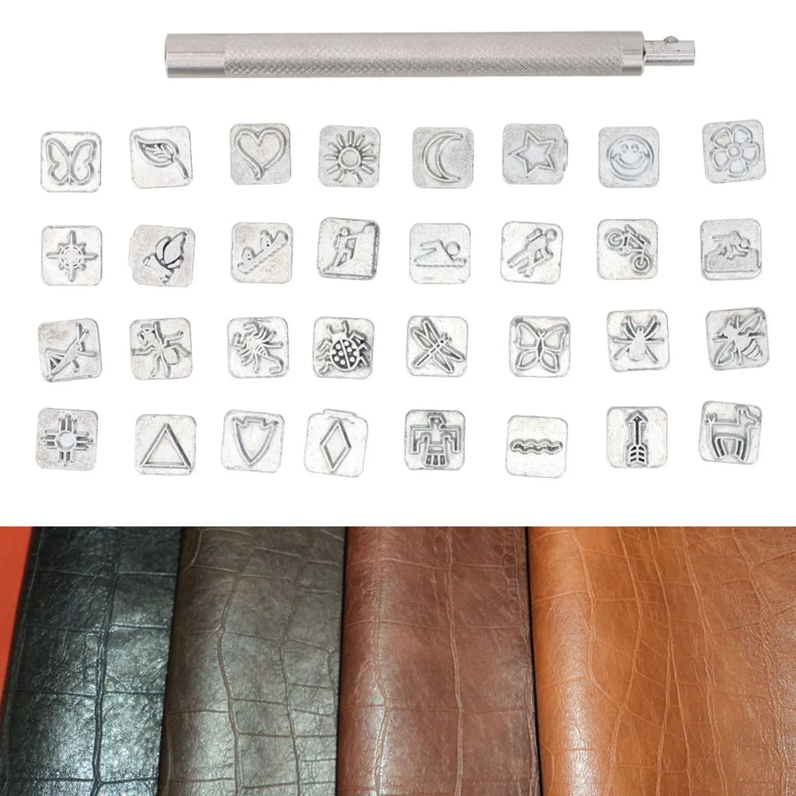 Leather Stamp Set - 32 szt. Zestaw z roślinami i