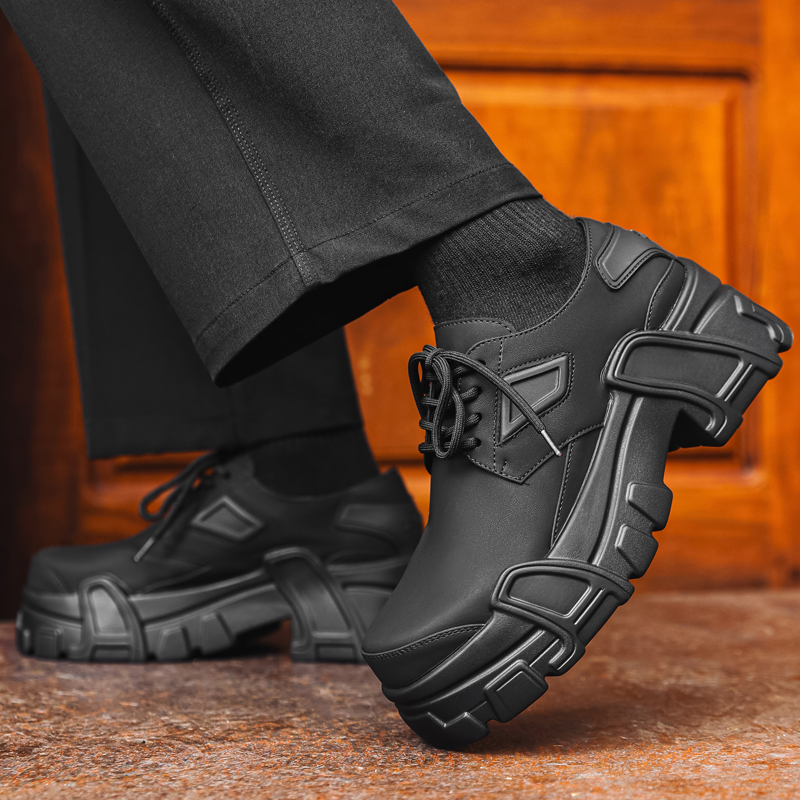 Leather Work Dress - Męskie buty skórzane na platformie buty