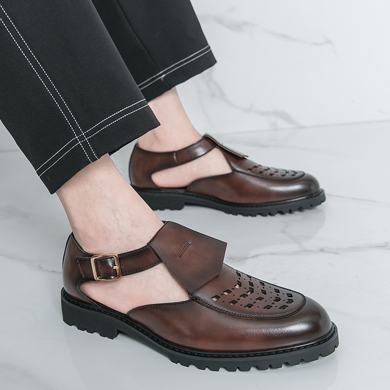 Męskie skórzane sandały biznes – Leather Work Dress recenzja i cena