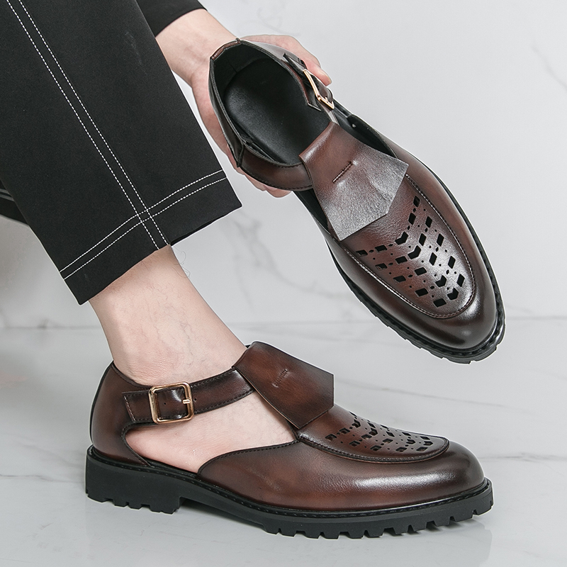 Męskie skórzane sandały biznes – Leather Work Dress recenzja i cena