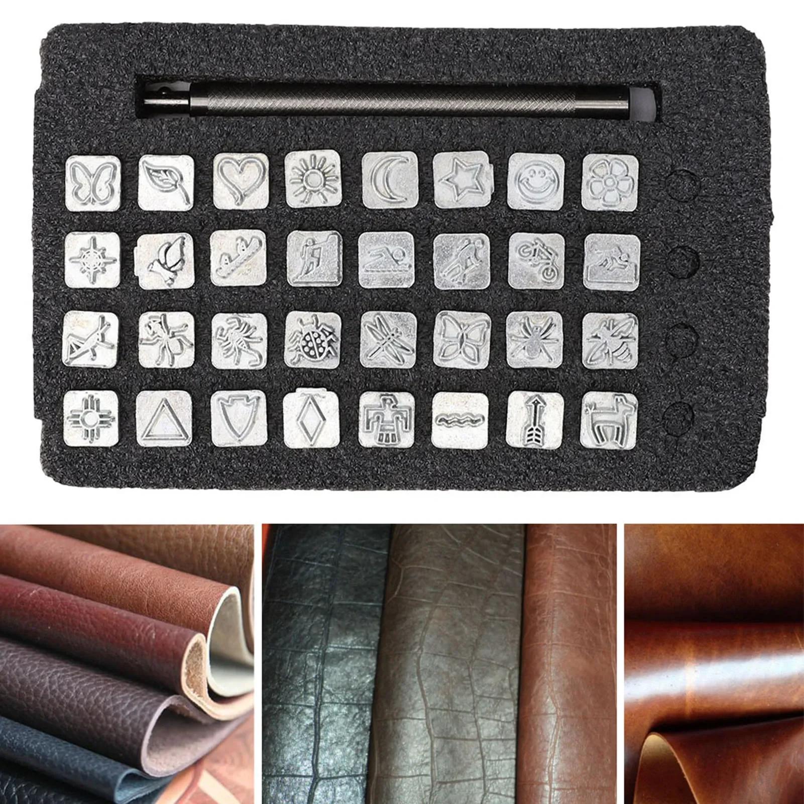 32 szt. Zestaw z roślinami i z – Leather Stamp Set recenzja i cena
