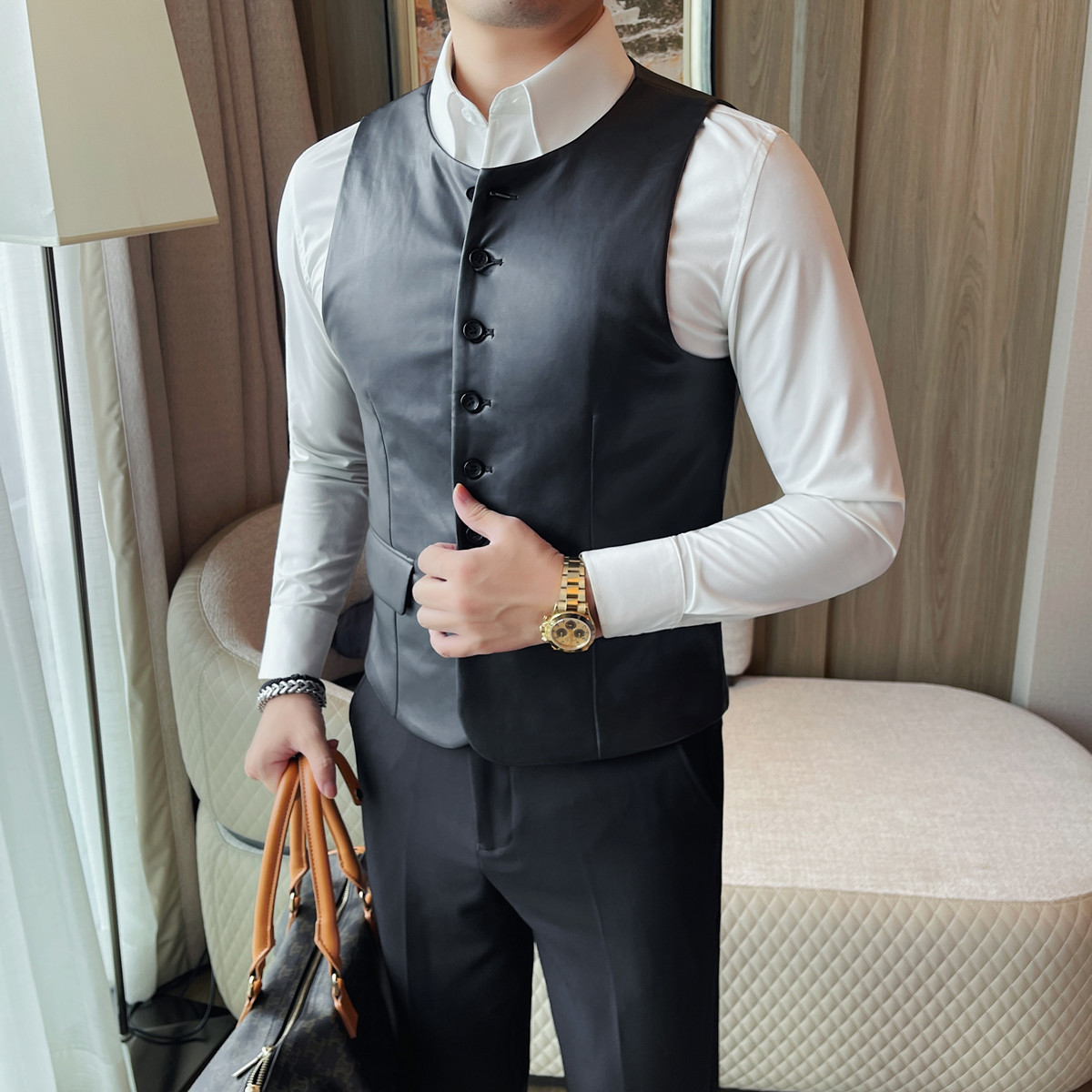 Męska kamizelka skórzana na je – Leather Work Vest For Men recenzja i cena